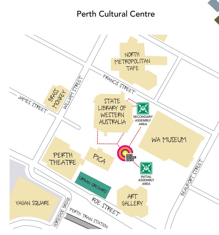 Location of assembley area in Perth Cultural Centre