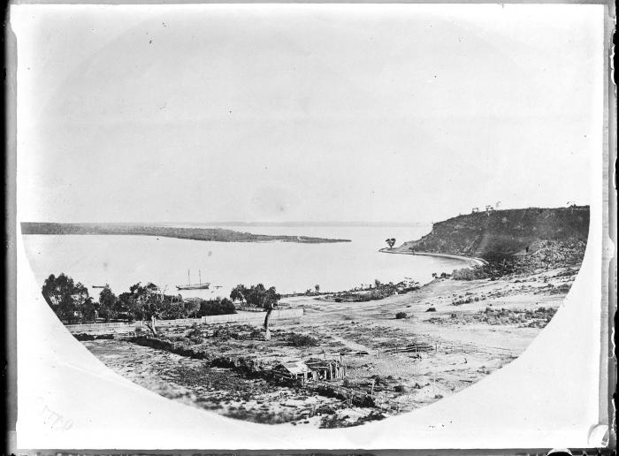 Black and white photo Perth foreshore and Mounts Bay circa 1870