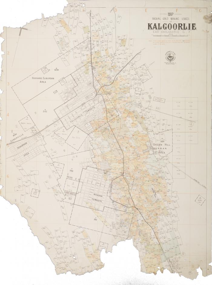Map showing gold mining leases at Kalgoorlie East Coolgardie GF