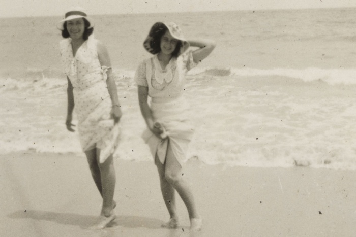 Lucy Serventy at the beach with a friend