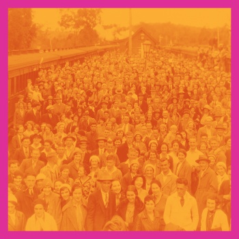 004525D Crowd at Parkerville Railway Station en route to John Forrest National Park for the Hike through the hills 4 July 1932