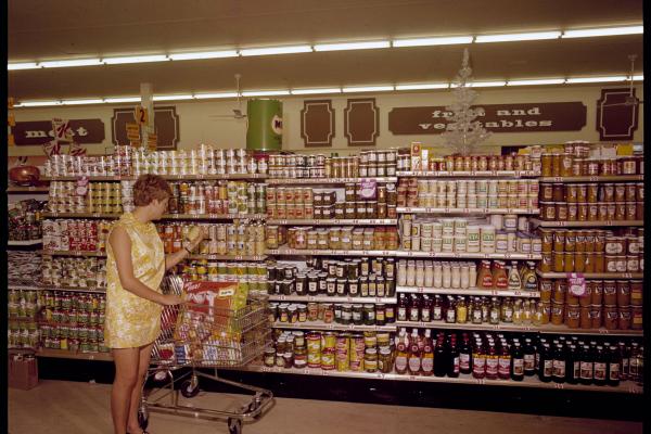 Interior of Woolworths supermarket February 1970