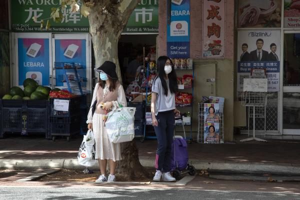 Masked shoppers in Northbridge during the COVID-19 pandemic 2020