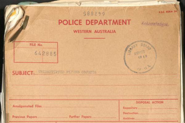 File Cover for the UFO File held at the State Records Office 