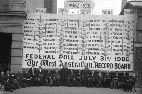 Image Results of the Federal poll July 31 1900 displayed n the Record Board of the West Australian