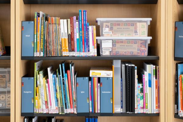 Community Languages Collection shelves