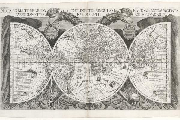 Early map of the world designed by Philip Eckebrecht 1658