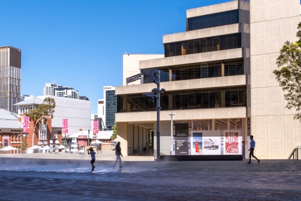 Library exterior from Museum