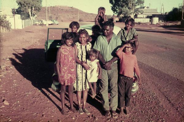 Family with a car believed to be taken at Leonora Western Australia ca 1965 Ron Williams Collection BA2750