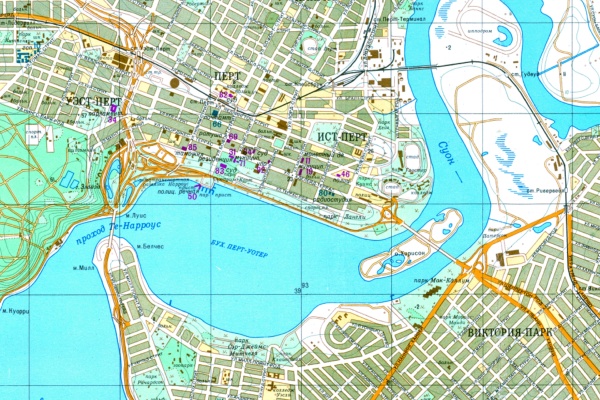 Soviet military city plans of Perth - north 1985