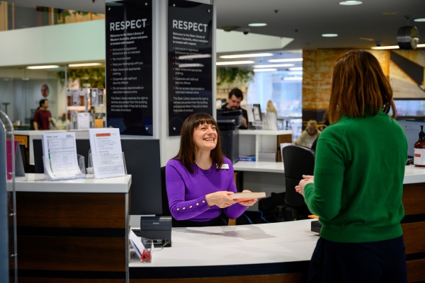 Borrowing books at the Welcome Desk