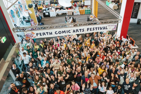 Market day at the 2025 Perth Comic Arts Festival PCAF