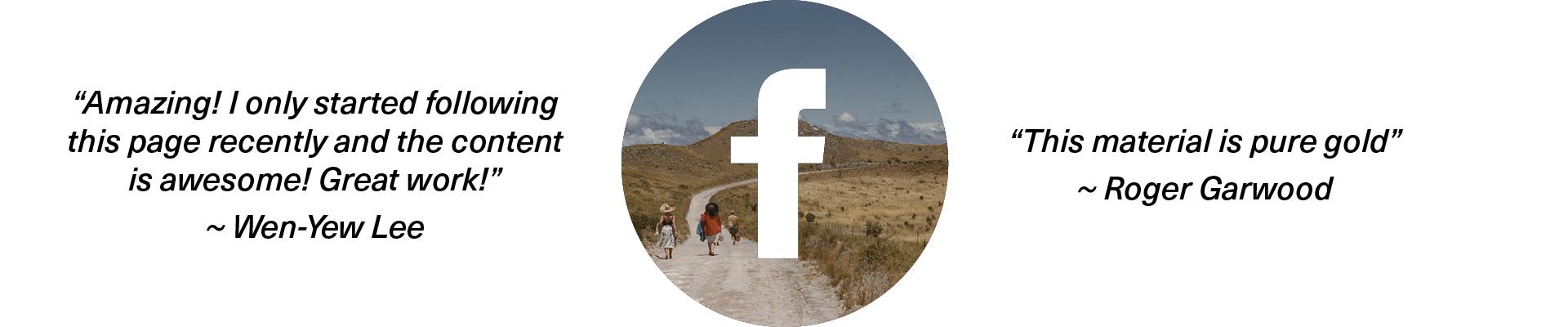 facebook logo and image of people on a journey and quotes