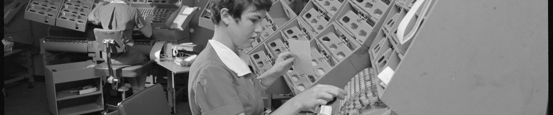 Staff operating punch card machines 1969