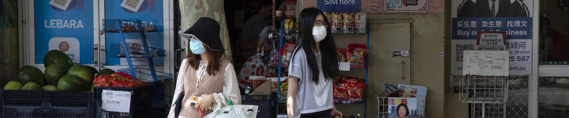 Masked shoppers in Northbridge during the COVID-19 pandemic 2020