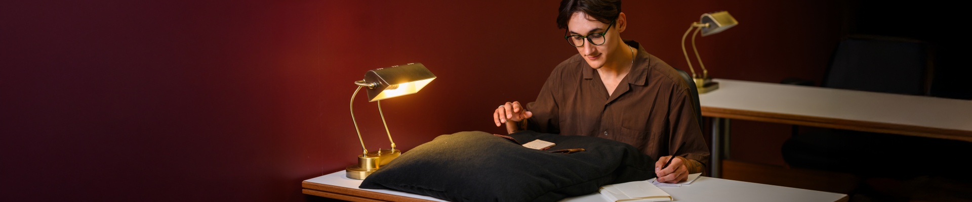 A researcher at work in the State Library Reading Room