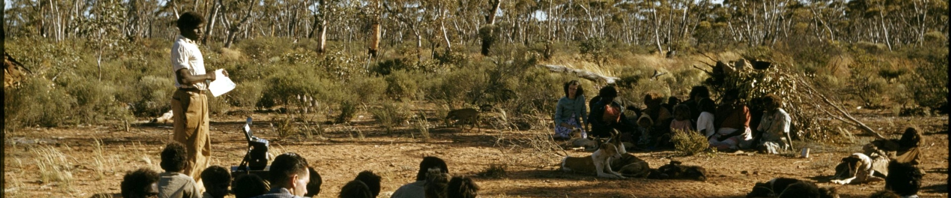 Stanley Minning preaching at a camp meeting at Cundeelee October 1955