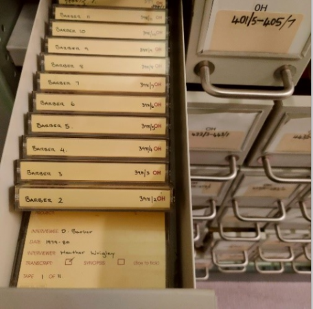The eleven 90 minute cassettes that comprise Althea Dorris Barbers oral history recording