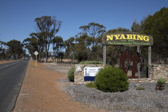 Entry sign for the town of Nyabing 2018