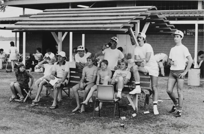Members of Muzzas Willow Wielders Cricket Team and supporters at Hampton Oval Dampier during the Clangers Cup 1984