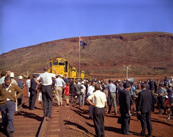 Official opening of the Dampier-Tom Price Railway at Tom Price 1 July 1966