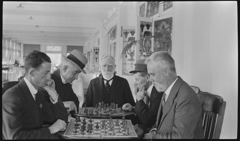 Playing chess at the Boans tearoom Izzy Orloff pictured front left around 1919