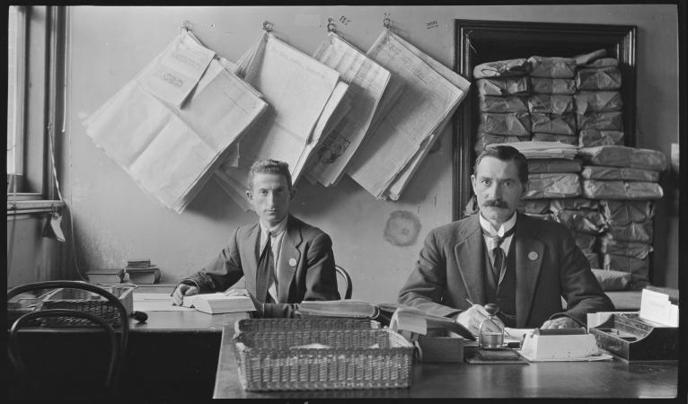 Izzy Orloff and colleague working in the Censors Office