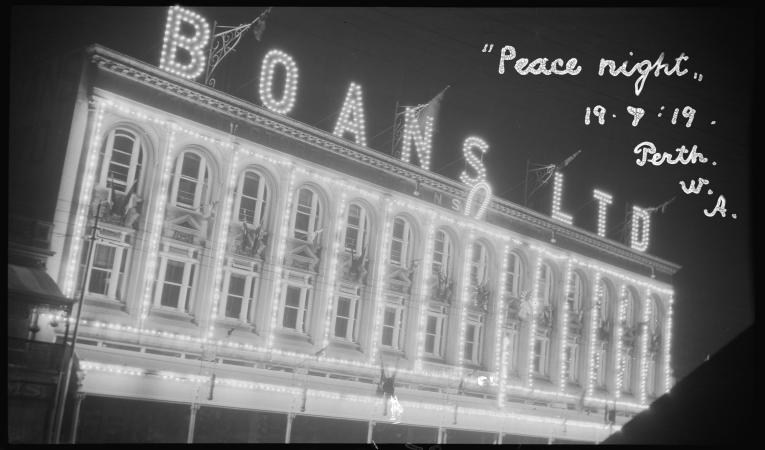 Boans building Peace Night illuminations Perth 19 July 1919