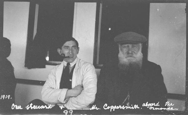 Our steward and Mr Coppersmith on board the SS Ormonde August 1919