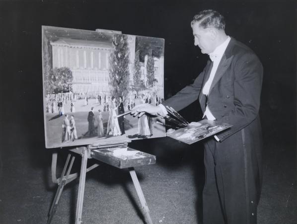 William De Neefe painting Governors Ball for Queen Elizabeth II visit to Perth 1954