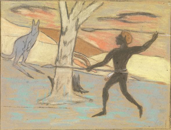 Crayon drawing Carrolup Aboriginal Settlement childrens art collection