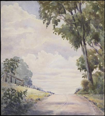 Rural scene of road 1932 Watercolour by Fred Flood 