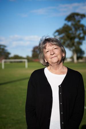 portrait of Marilyn Learmont on a soccer field