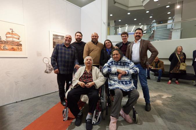 Laurel Nannup exhibition launch - Laurel and Brett with family and friends