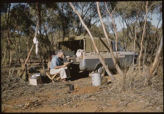 Dick Perry at camp between Yuna  Mullewa April 1961