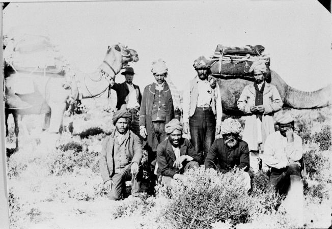 Asians and Afghans in Eucla with camels 1900