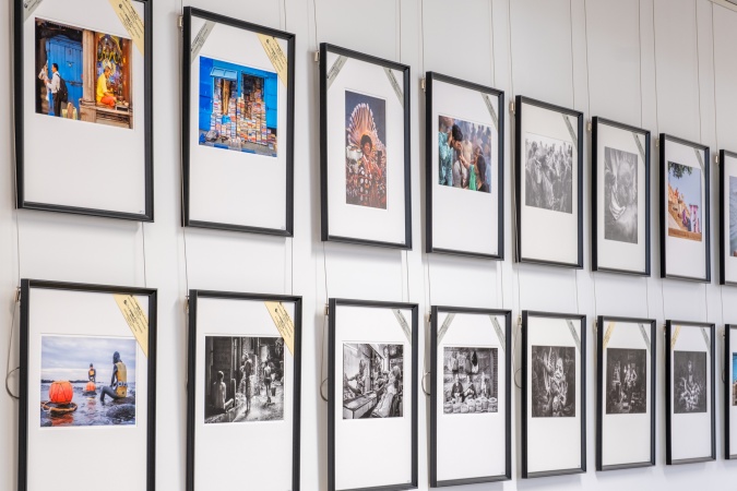 Wall of photographs at the 2024 Ilford Orloff Awards exhibition