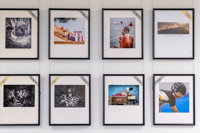 Wall of photographs at the 2024 Ilford Orloff Awards exhibition