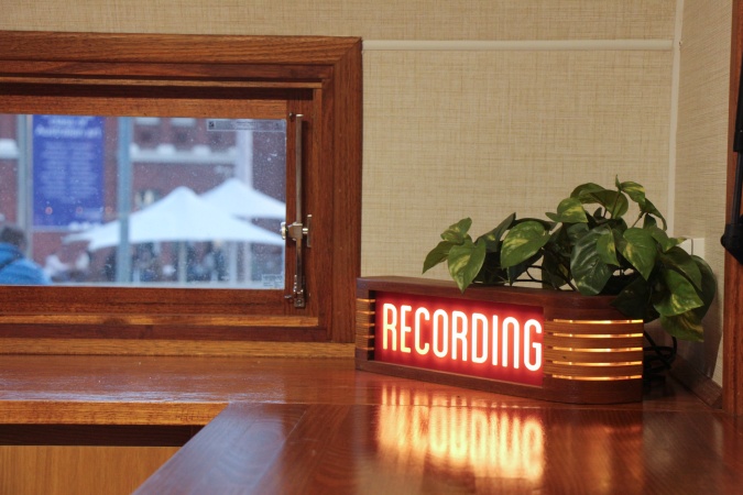Inside The Chin Wagon  with Recording sign lit up