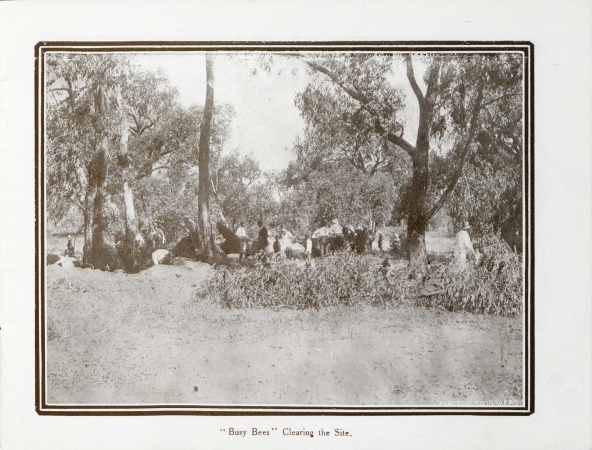 Anzac Cottage memorial booklet picture of clearing the site