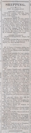 Shipping notice The Daily News 25th October 1887