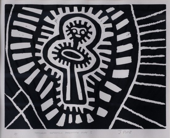 Black and white artwork by Jimmy Pike