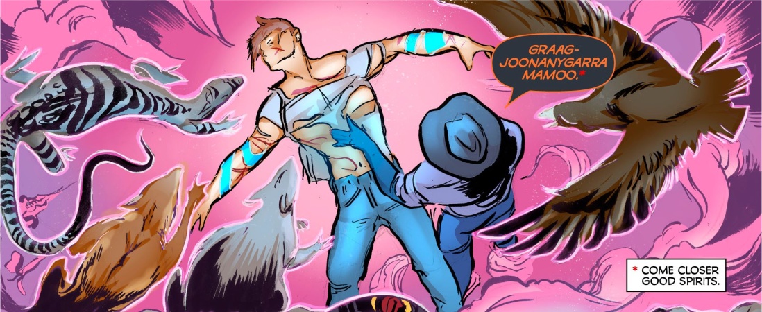 Dark Heart 03 graphic novel page 11 panel 1 written by Scott Wilson artwork by Katie Houghton-Ward colour artist by Matt James and letters by Wolfgang Bylsma