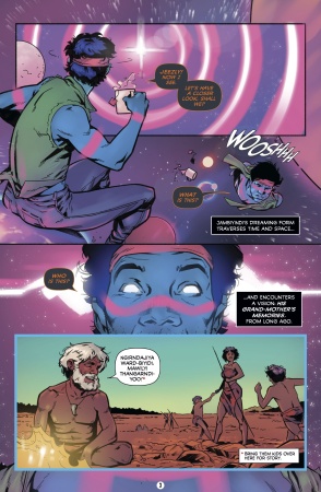 Dreamwalker 01 graphic novel page 3 written by Molly Hunt and Scott Wilson artwork by Chris Wood and letters by Wolfgang Bylsma