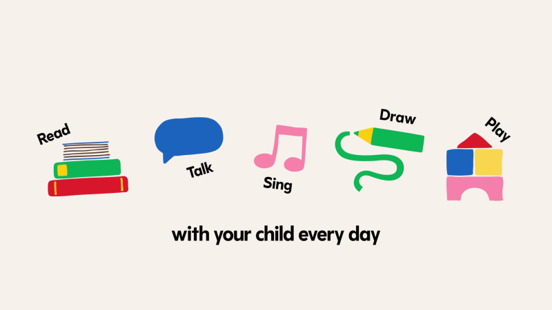 text reads read talk sing draw play with your child every day