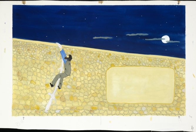 Moondyne Joe scaling a wall