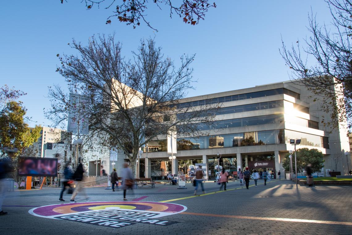 Front of Library building from Perth Cultural Centre winter 2018