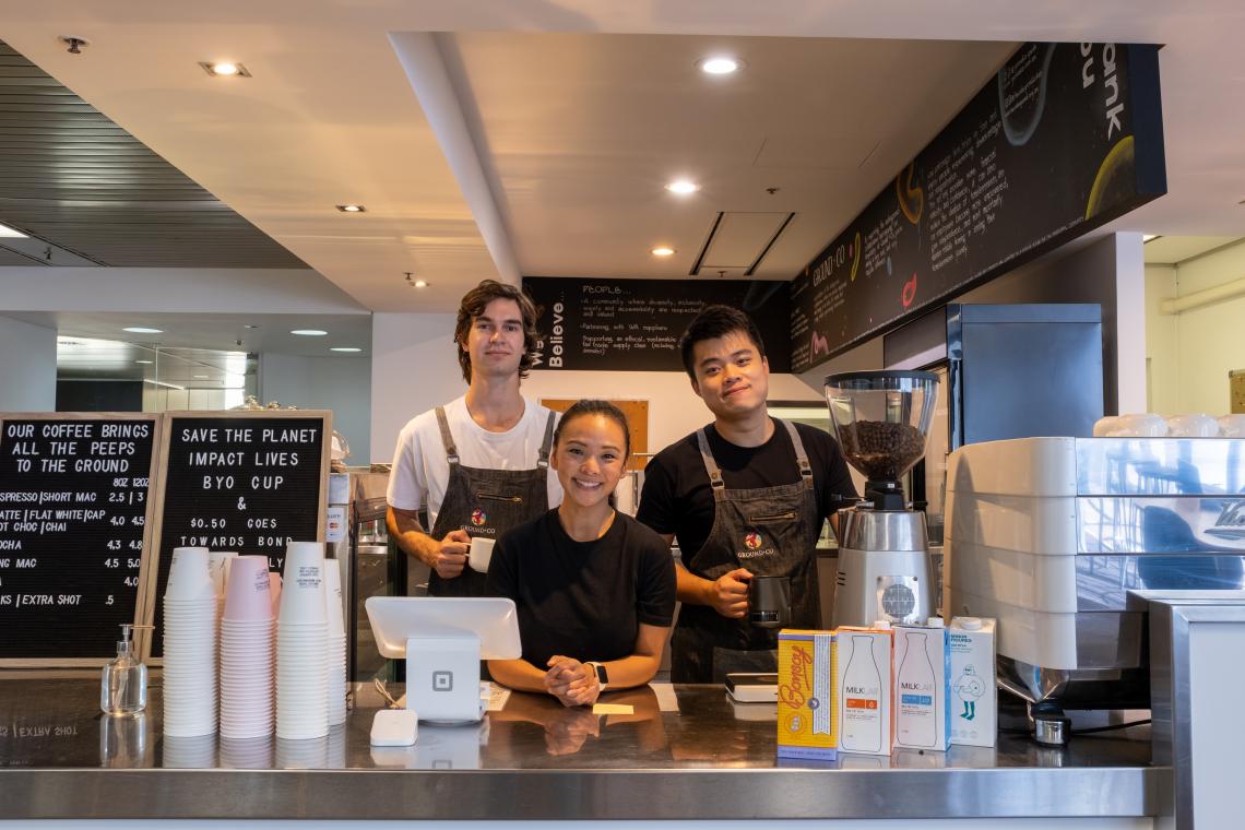 Staff at Ground and Co cafe in the State Library building on the Ground Floor