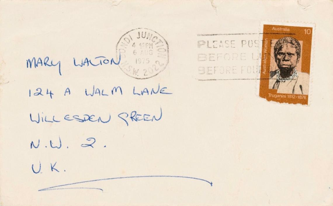 Envelope for Bon Scott letter 1975