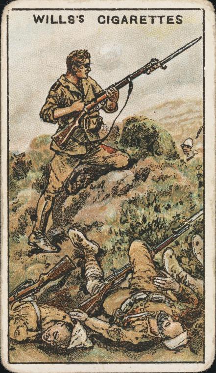 WW1 illustration of soldier on cigarette card